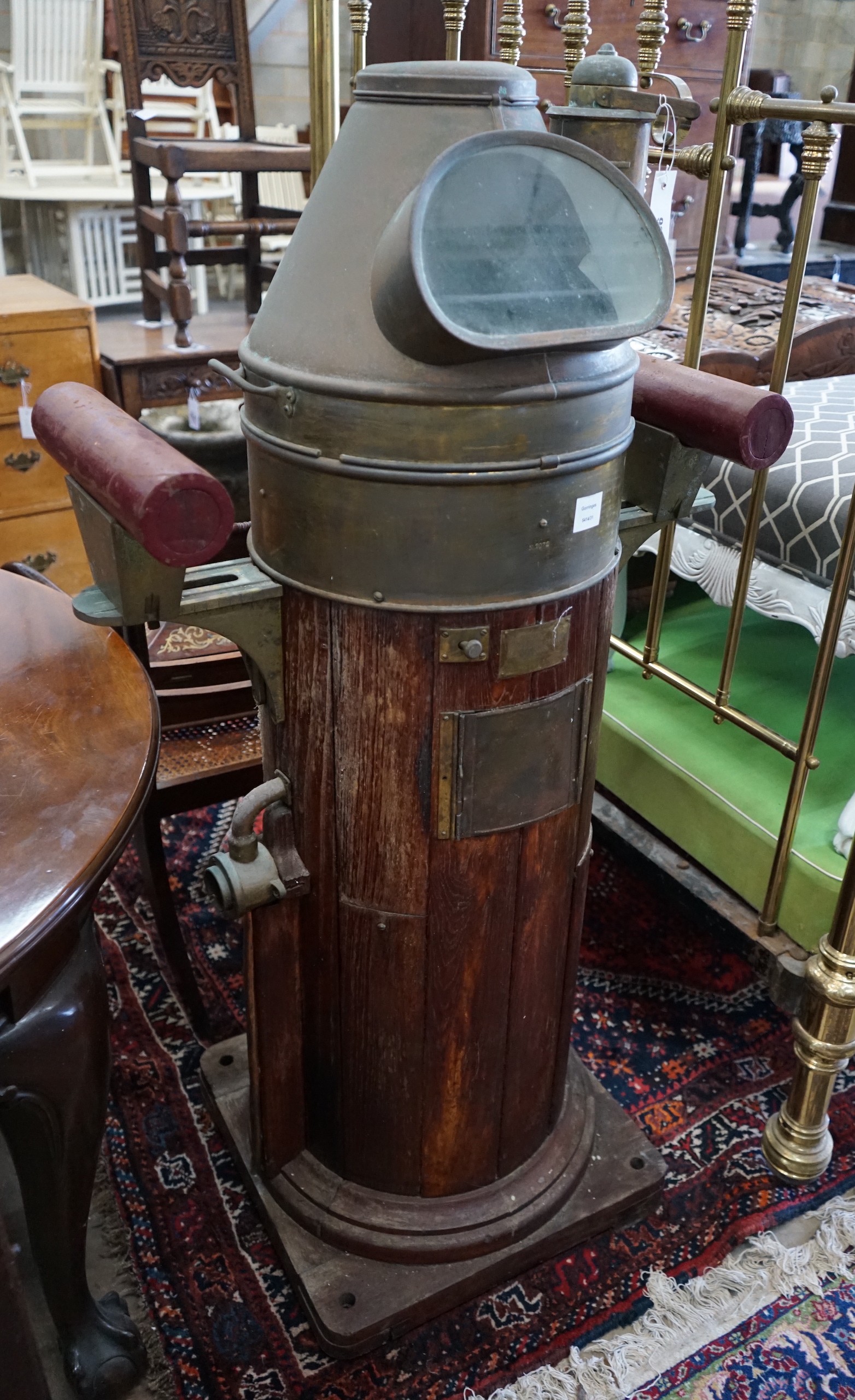 An early 20th century ship's binnacle compass by Riccardo Ferro Genova, height 136cm